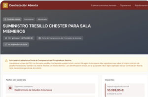 Un tresillu de más de 10.000 euros pal RIDEA. Ehí van les nueses perres.