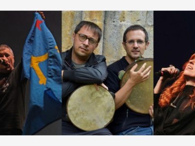 Montaxe fotográficu con artistes anunciaos nel festival Somos Más d’Uviéu.