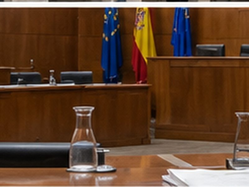 Sala de reuniones institucional ficticia, illustración xenerada con IA