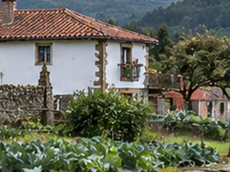 Horru y viviendes rurales nuna aldea ficticia, illustración xenerada con IA