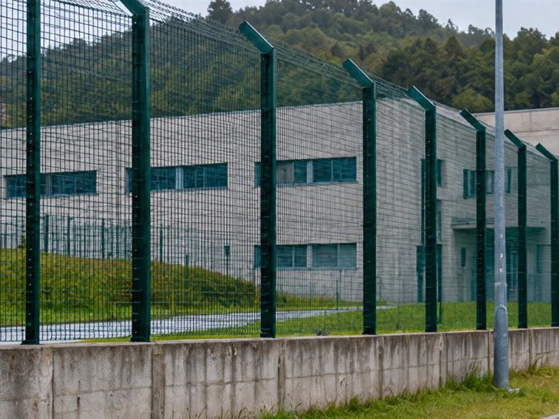 Valláu delantre d’un edificiu institucional xenéricu; ilustración xenerada con IA.