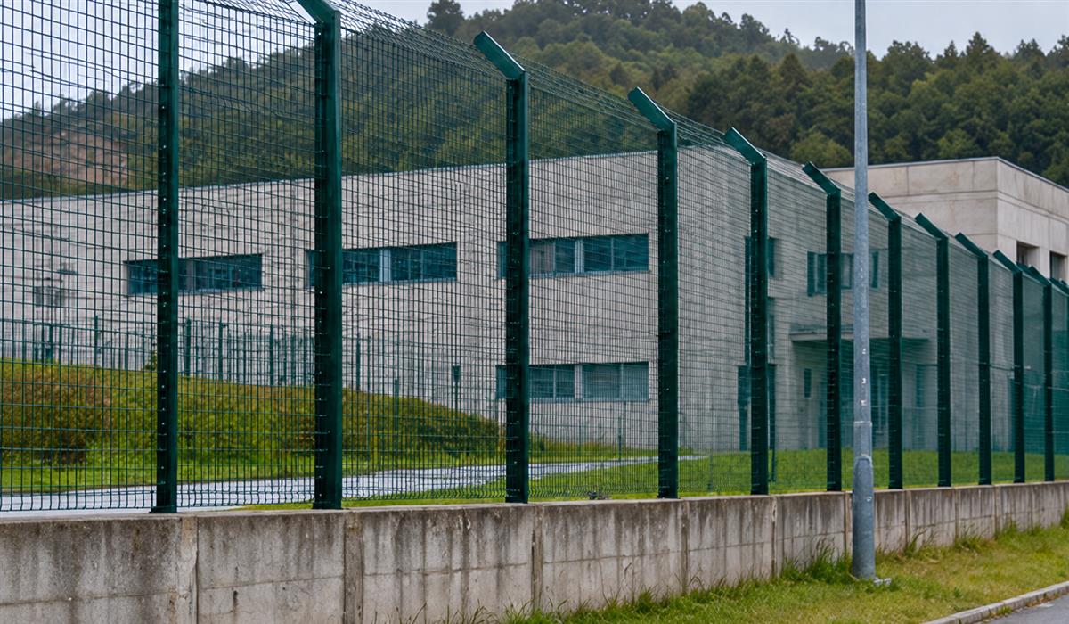 Valláu delantre d’un edificiu institucional xenéricu; ilustración xenerada con IA.